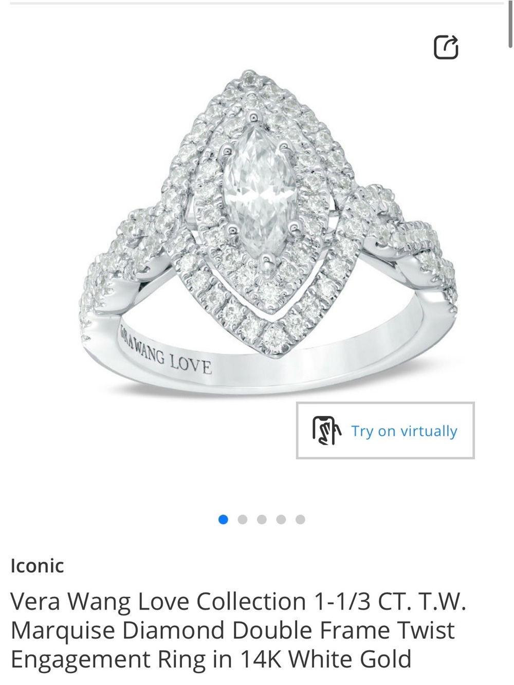 Vera Wang Love Collection Marquise Engagement Ring - Picture 2 of 8